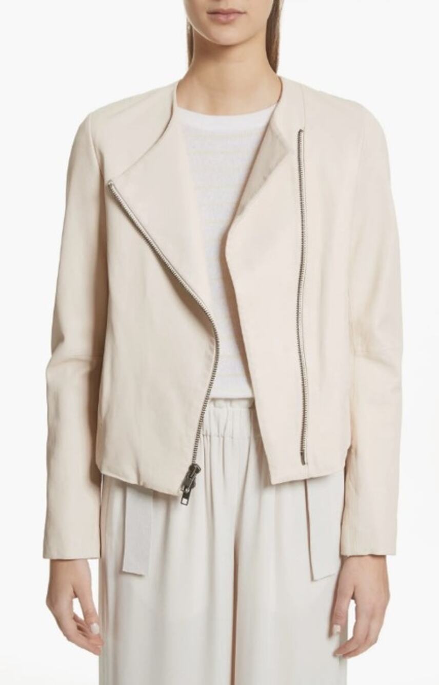 NWT Vince Lamb Leather Jacket In Rosewater
